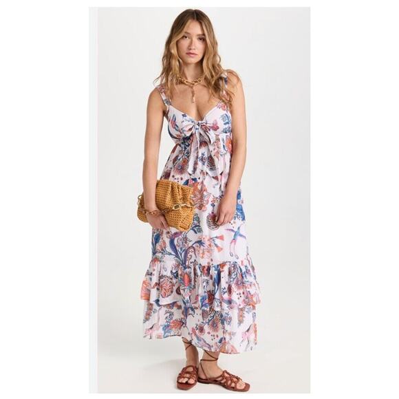 BANJANAN Sz XXL 2xl Floral Maxi Dress Cutout Tie Front Sagitta NWT - Picture 1 of 10